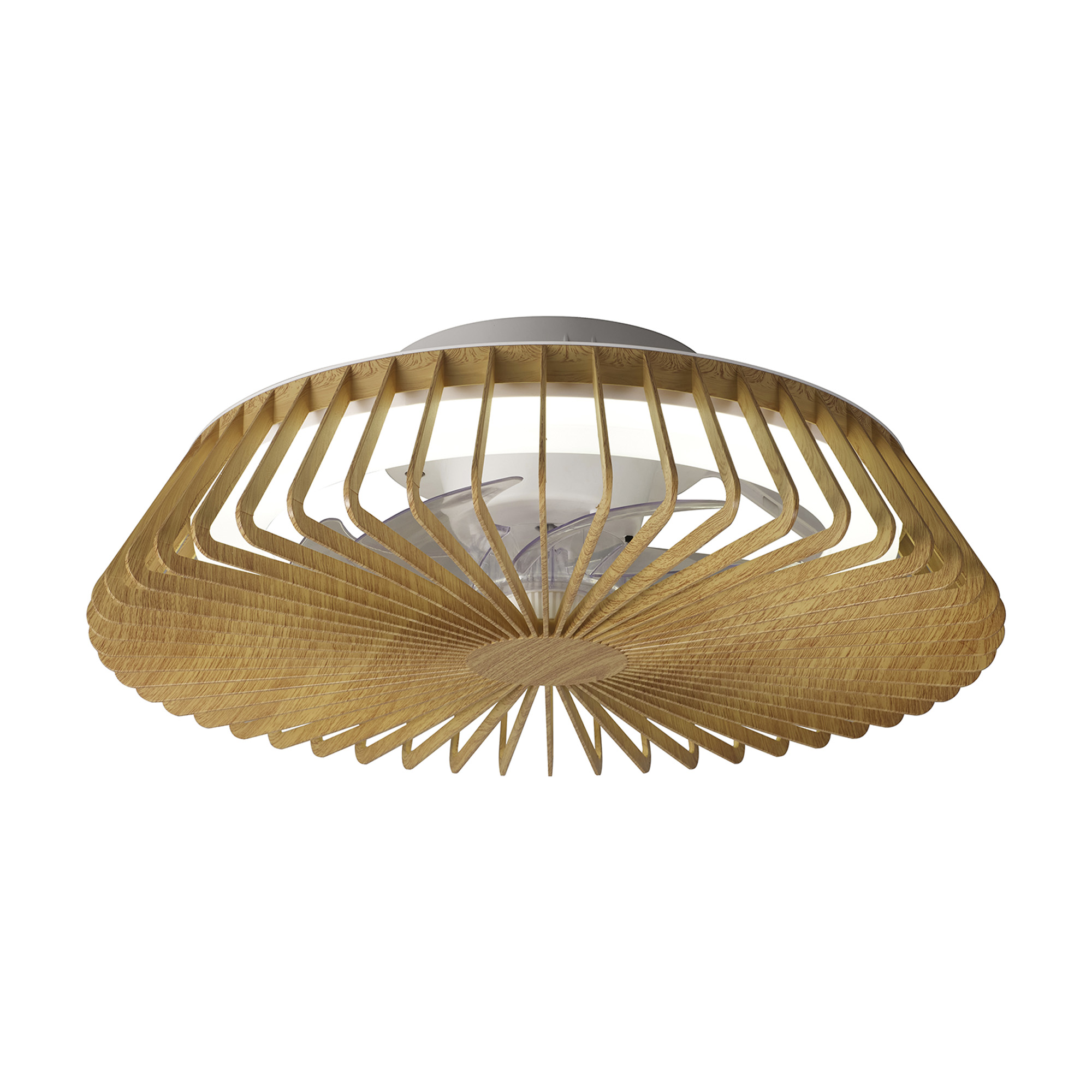 M8198  Himalaya Mini Ceiling Light & Fan Dimmable 70W LED Wood